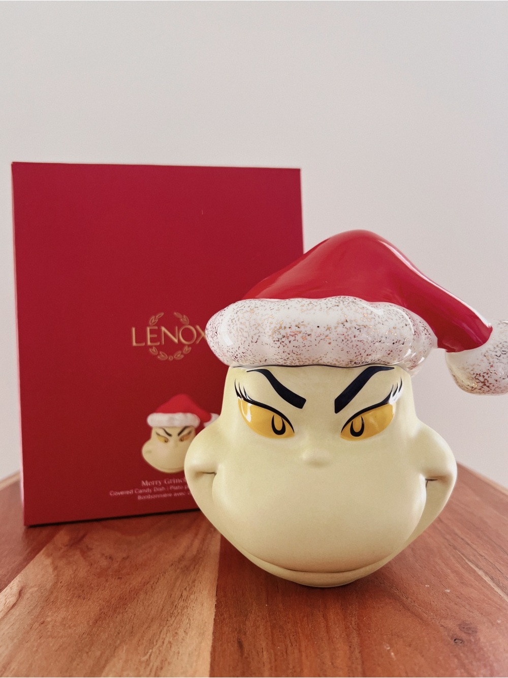 Lenox Grinch Candy Jar - Yellow, Red, White